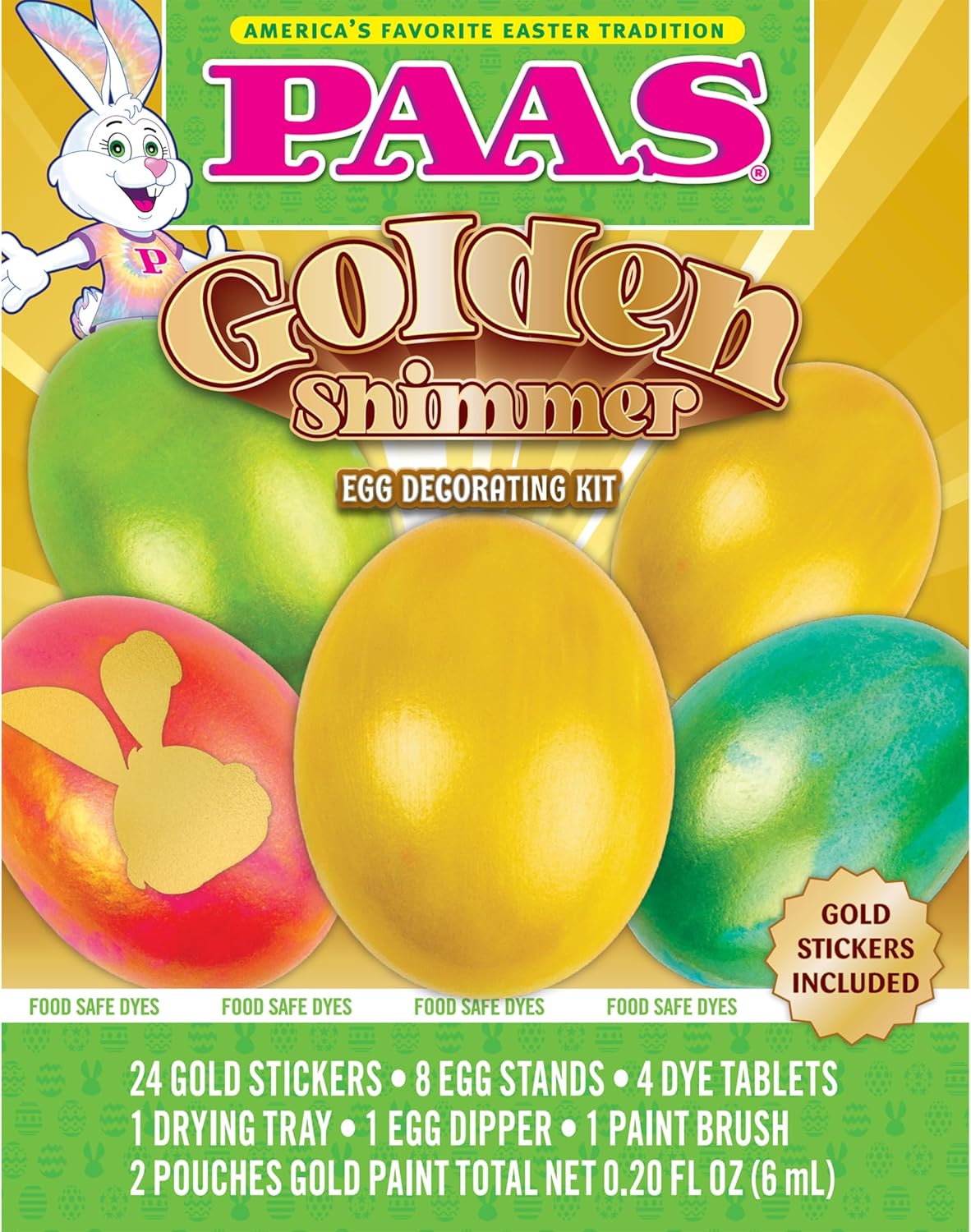 PAAS Golden Shimmer Easter Egg Decorating Kit - Gold Decorating Set with Paint & Stickers