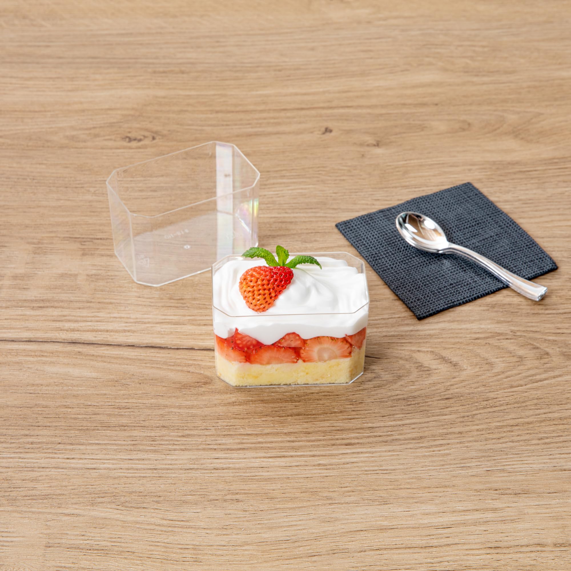 Restaurantware Mini Serve 3.4 Ounce Plastic Dessert Cups, 100 Disposable Round Serving Cups - Lids Sold Separately, Stackable, Clear Plastic Parfait Cup, Durable, For Ice Cream, Gelato, And Sorbet