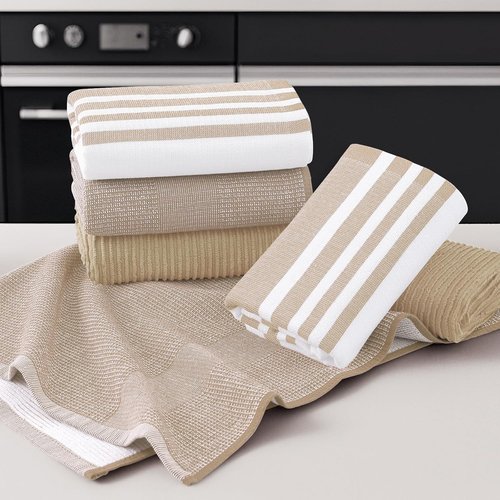 Homaxy Premium Kitchen Towels - Soft & Absorbent 380 GSM Cotton | 18”x28”, 6 Pack, Khaki