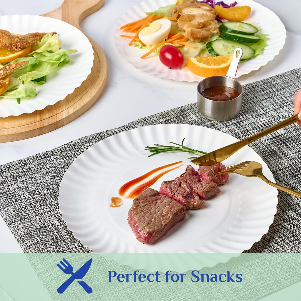 MUCHII 300 Count 9 Inch Paper Plates, Disposable Dinner Plates Bulk, White Plate Uncoated for Parties, Catering, Picnics, and DIY