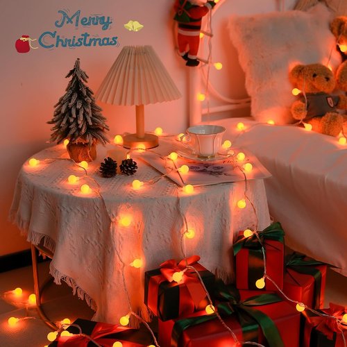 JMEXSUSS 100 LED Orange Globe String Lights - 33ft Indoor/Outdoor with Remote & 8 Modes for Fall Decor