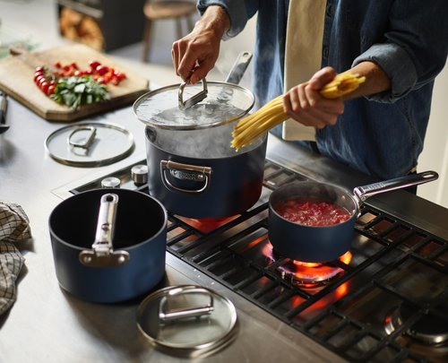 Joseph Joseph Space 1.4qt Nonstick Sauce Pan with Lid & Folding Handle, Ceramic Coating, Induction & Oven Safe