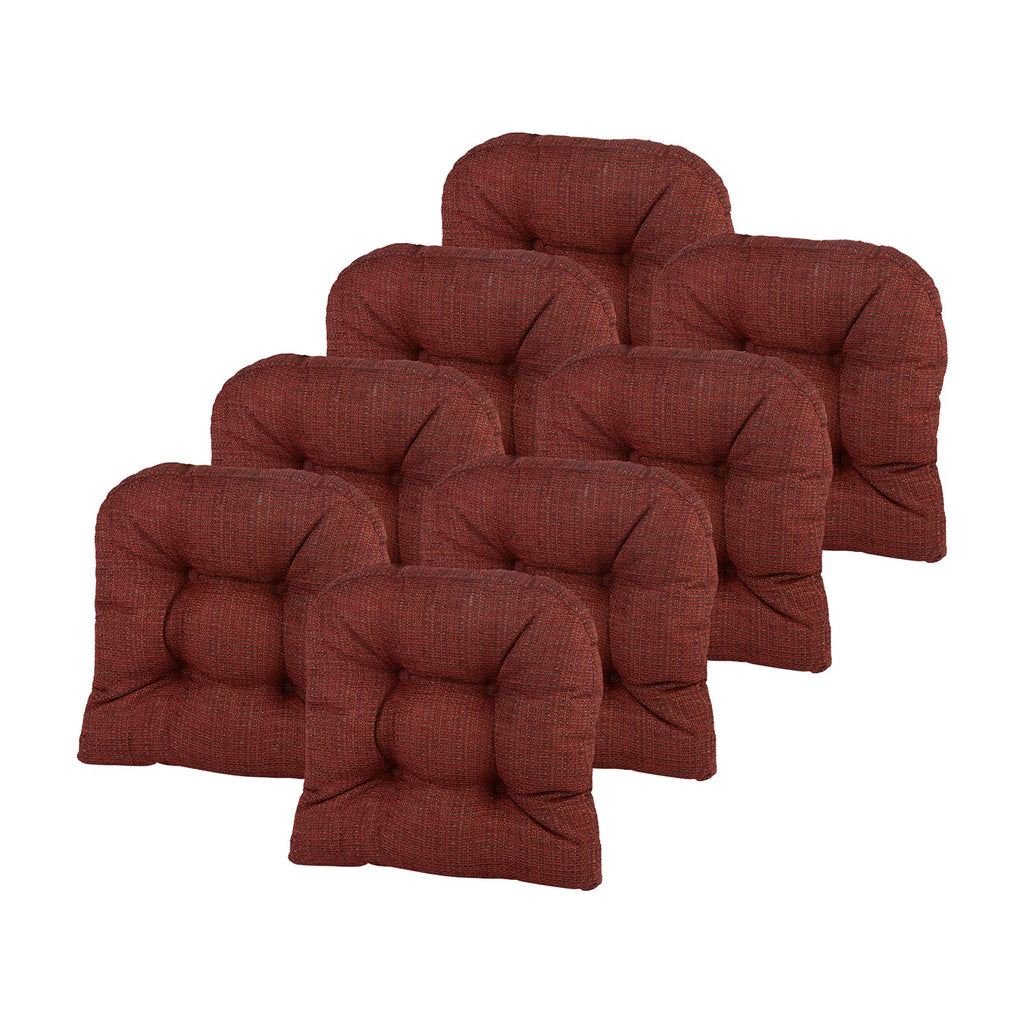 Klear Vu Gripper Overstuffed Universal Non-Slip Dining Chair Cushions for Kitchen Decor or Office Use, U-Shaped Skid-Proof Seat Pad, 15x15 Inches, 8 Count (Pack of 1), Waffle Deep Red