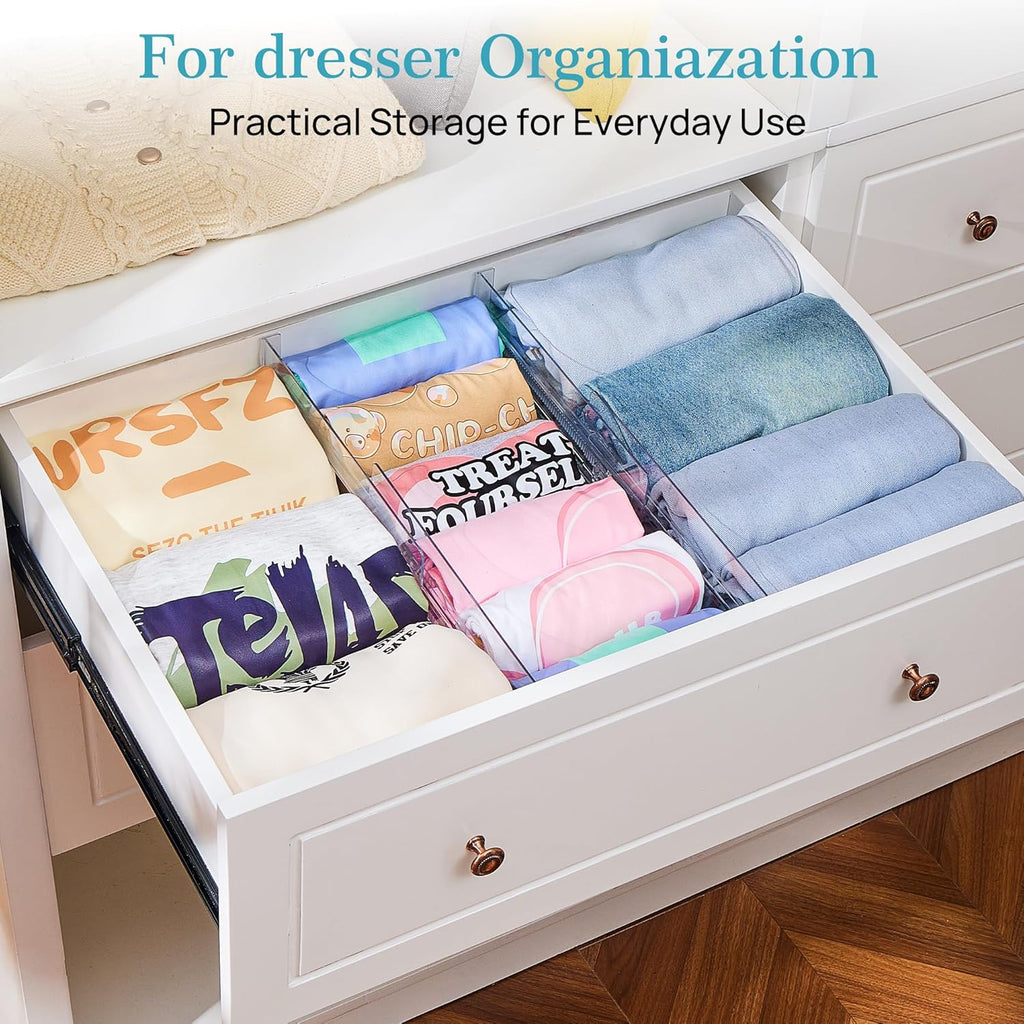 Vtopmart Drawer Dividers - 12 Pack Adjustable Expandable Organizers for Clothes | Clear Plastic 4" High