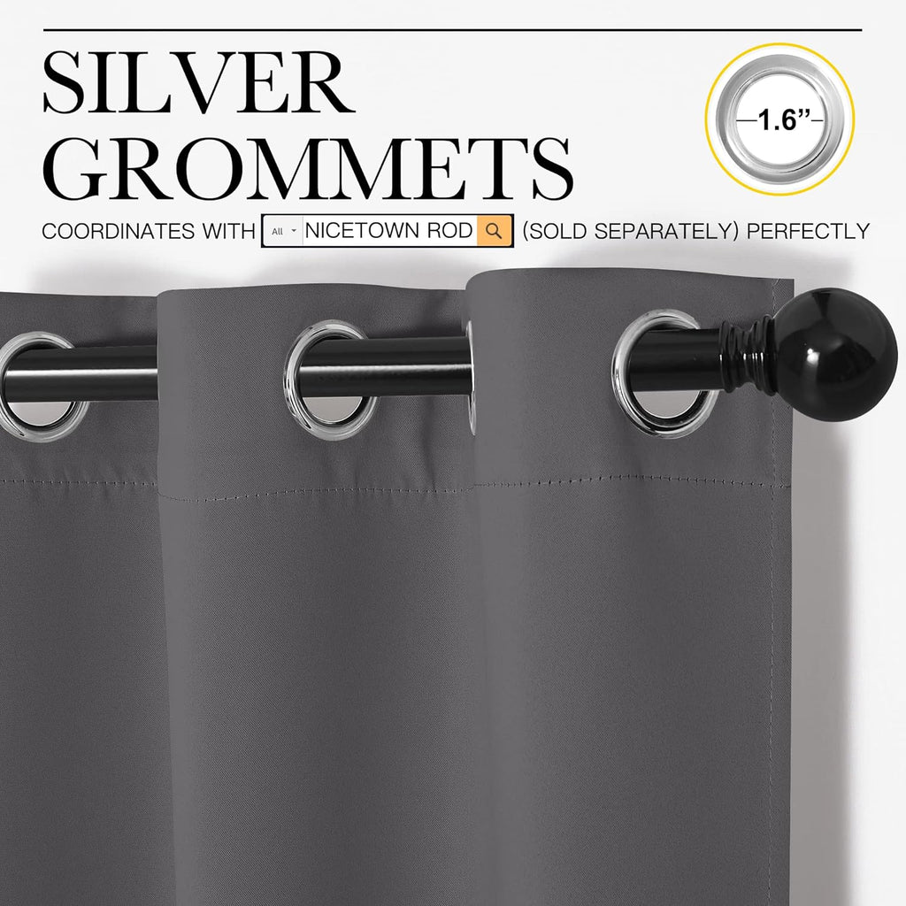 NICETOWN Blackout Curtains - Noise Reducing Thermal Insulated Drapes | 66 x 70 Inch, Gray, 2 Panels