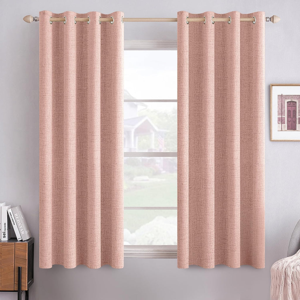 MIULEE Blackout Curtains - Thermal Insulated Blush Pink Grommet Drapes | 52 x 54 Inch (2 Panels)