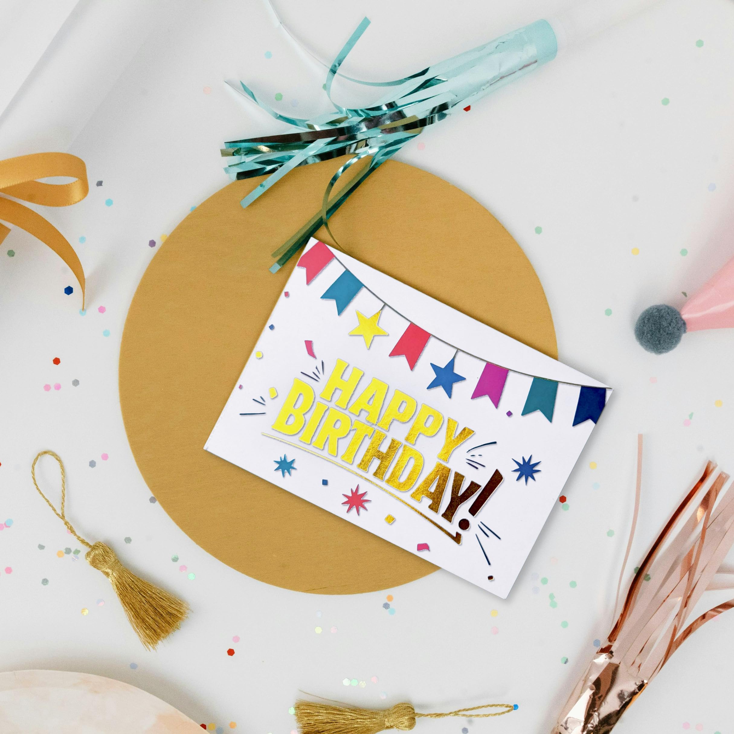 150 Happy Birthday Cards Bulk, Gold Foil Printing with Envelopes and Stickers - 6 Designs Greeting Notes with Messages Inside for Office, Employees,Business, Personal 4x6 Inch