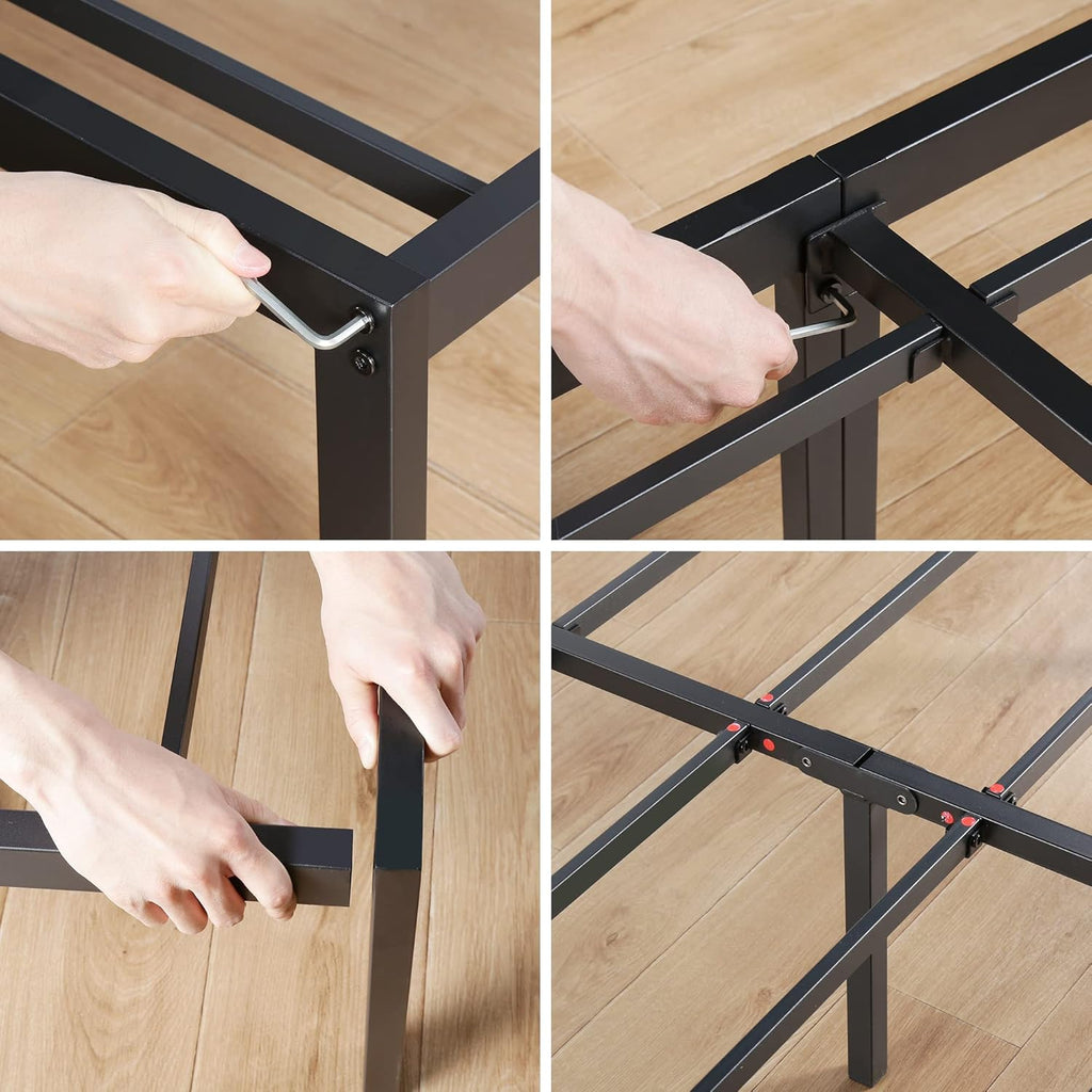 Olee Sleep King Size Platform Bed Frame - 18 Inch Heavy Duty Steel Slats, Noise-Free, Easy Assembly, Black