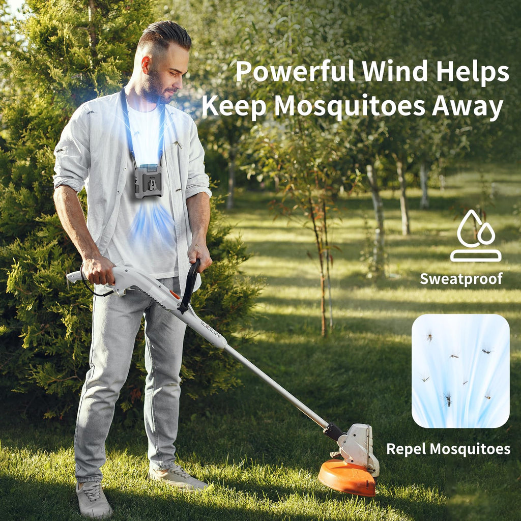 Socool 10000mAh Portable Waist Fan Clip on Wearable Belt Personal Fan Rechargeable Battery operated With 5 Speeds & Flashlight Neck Hands-Free 40H Cooling For Outdoor Camping Travel (Gray）
