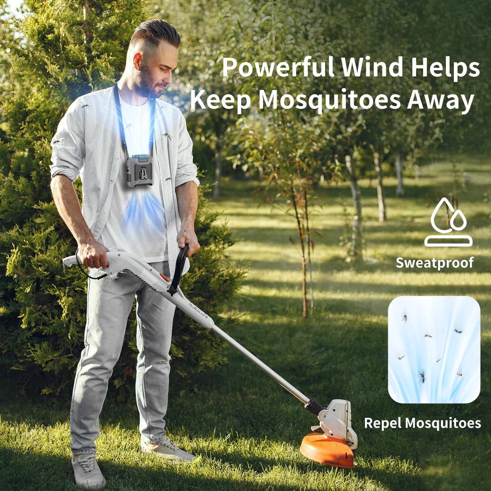 Socool 10000mAh Portable Waist Fan Clip on Wearable Belt Personal Fan Rechargeable Battery operated With 5 Speeds & Flashlight Neck Hands-Free 40H Cooling For Outdoor Camping Travel (Gray）