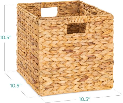 Best Choice Products Cube Storage Baskets - Handwoven Water Hyacinth Organizers, Pack of 5, Natural 10.5x10.5in