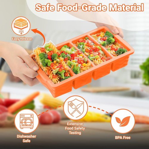 Doasuwish Silicone Freezer Tray - 1-Cup Soup Container with Lid for Meal Prep & Food Storage | 2 Pack