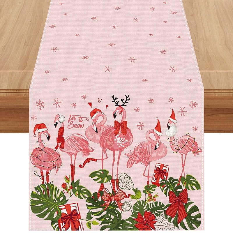 Pink Hawaiian Christmas Table Runner 13x72 Inches - 100% Polyester, Holiday Decor (Variation: Hawaiian Christmas+13" x 72")
