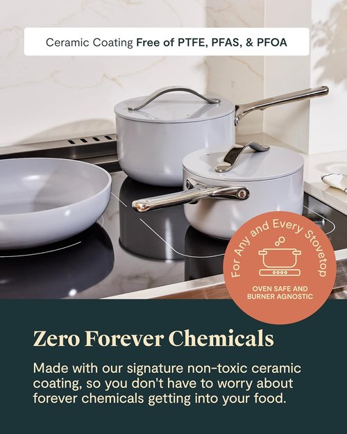 Caraway Non-Stick Ceramic Cookware Set - 12 Pieces, PFAS & PFOA Free, Oven Safe, Marigold Color