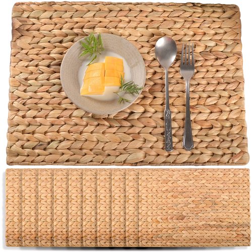 Table Mats Set of 10, Boho Woven Placemats, Individuales para Mesa De Comedor, Easter Farmhous Egreen Placemats, Individuales para Mesa, Table Tyke Placemat, Water Hyacinth Place Mat 17x12