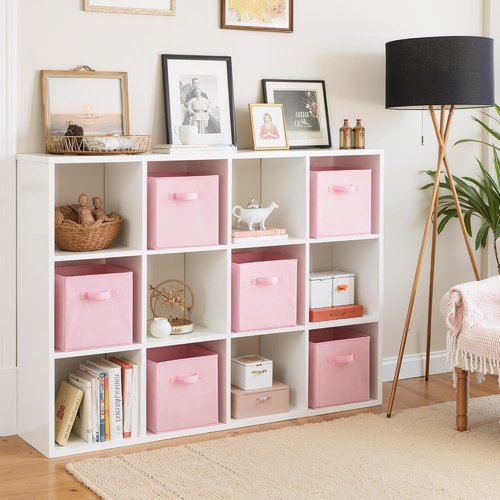 Cupic Cupid Storage Cubes - 11x11 Open Bins with Handles | 6-Pack Collapsible Organizer for Clothes & Toys - Pink