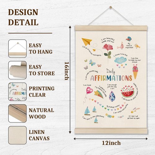 DOI-LANEE Mental Health Poster Frame - Inspirational Affirmation Wall Decor | 16x12 Inch for Therapy Offices