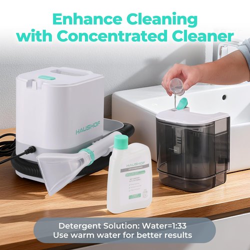 HAUSHOF Portable Carpet Spot and Upholstery Cleaner Machine, 13Kpa Powerful Suction & Spot Remover, Deep Stain Cleaning for Rug, Carpet, Car Seats, Pets, Stairs, Couches, with Cleaning Solution