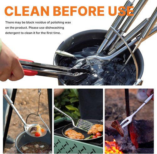 Gaialoop Portable Camping Cooking Utensils Set - Essential RV Kitchen Kit with Organizer Bag for Outdoor Adventures