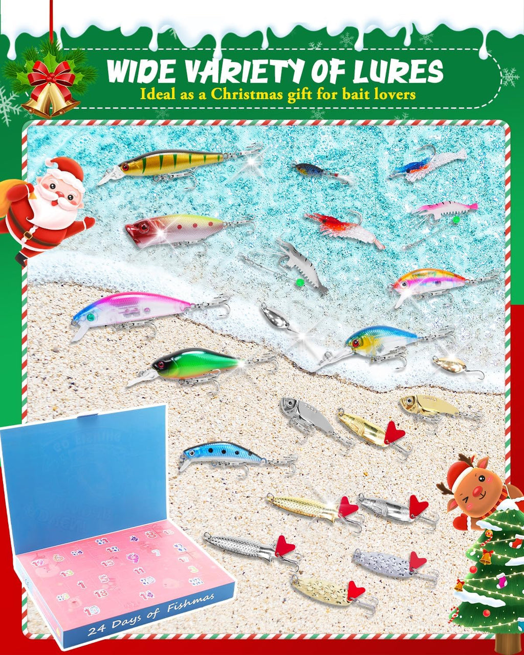 UCEC Fishing Advent Calendar 2025 - 24 Days of Fishing Gifts for Men & Teens | Christmas Countdown