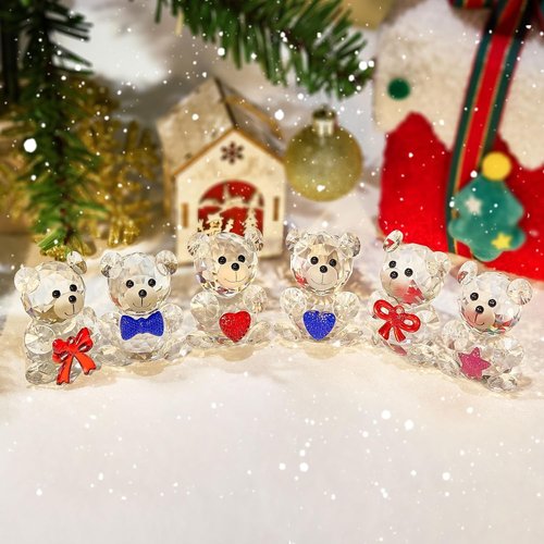 Crystal Bear Figurine Set by [Brand Name] - Handcrafted Glass Animal Sculptures | 2.4” Home Decor for Bear Lovers