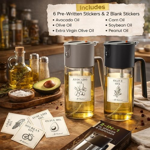 Costop Professional Glass Oil Sprayer - 3-in-1 Kitchen Tool for Fine Mist, Stream & Pour | 500ml BPA-Free, Leak-Proof Design