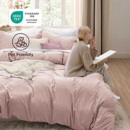 Bedsure Twin Duvet Cover Set - Rose Pink, Extra Soft Prewashed Bedding with Zipper Closure, 68x90 Inches