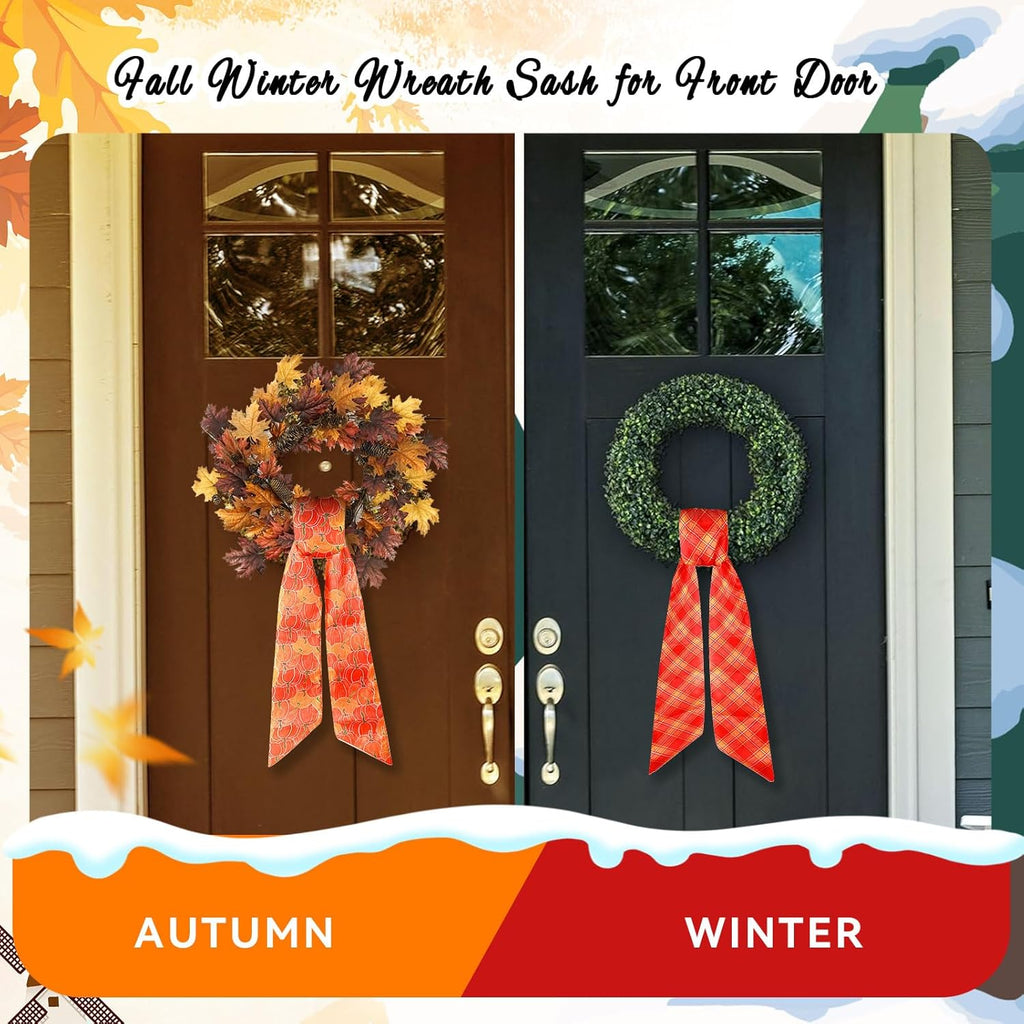 Regine Switzerland Wreath Sash Set - Sun-Proof & Water-Proof for Fall/Winter | 4.5 x 56 in, No Fading