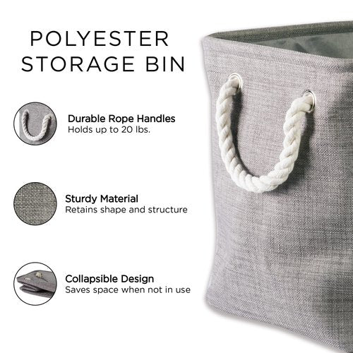 DII Polyester Container with Handles, Ikat Storage Bin, Large, French Blue