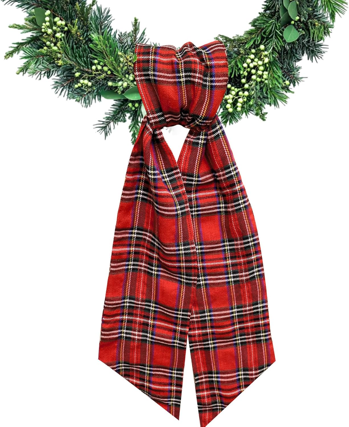 Regine Switzerland Christmas Wreath Sash - Red Buffalo Plaid Satin Ribbon for Indoor/Outdoor Decor | 5.1 x 54.3 Inches