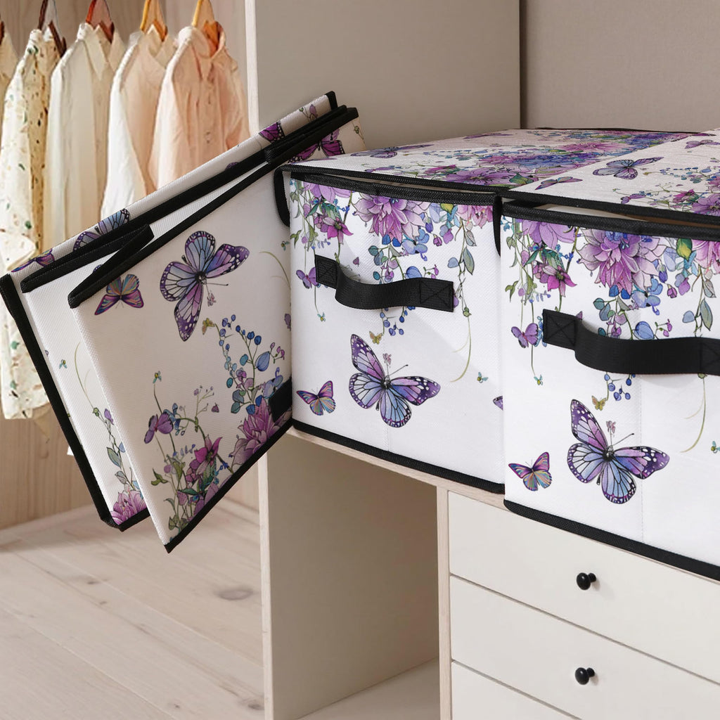 Dawuyu Stackable Clothes Storage Bins with Lids,Closet Organizers Fabric Box for Home and Office,Blanket Clothes Organizers,Under Bed Storage Containers 3 Pack.
