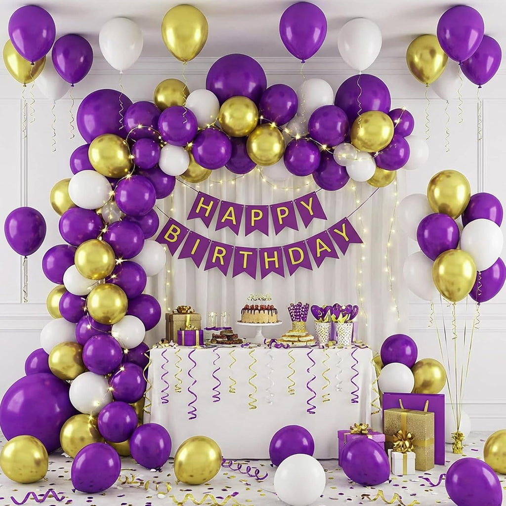 RUBFAC 154pcs Dark Purple Balloon Set - Various Sizes for Birthday, Baby Shower & Graduation Decor
