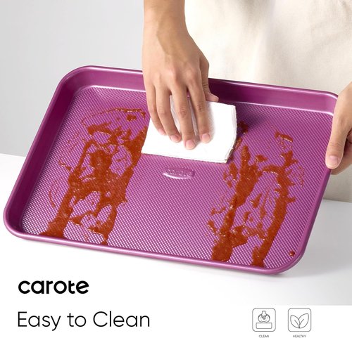 CAROTE 3-Piece Baking Pan Set - Versatile Bakeware Set with 13", 15", & 17" Cookie Sheets in Royal Violet