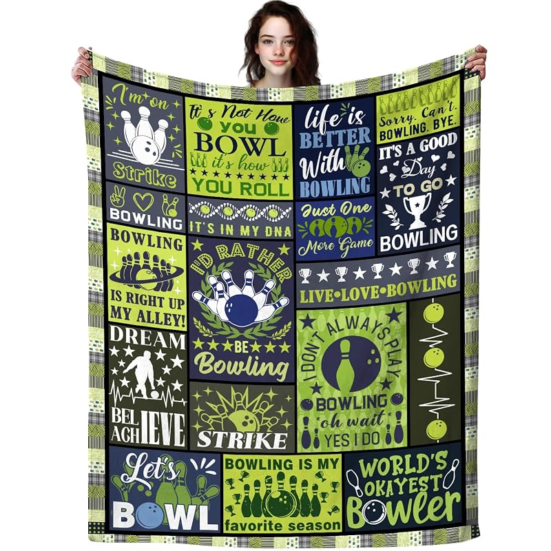 Bowling Blanket 60x50 Inch – Gift for Bowling Lovers Boys Girls Teens Men Women – TAPBASE Variation: Bowling+60"x50"