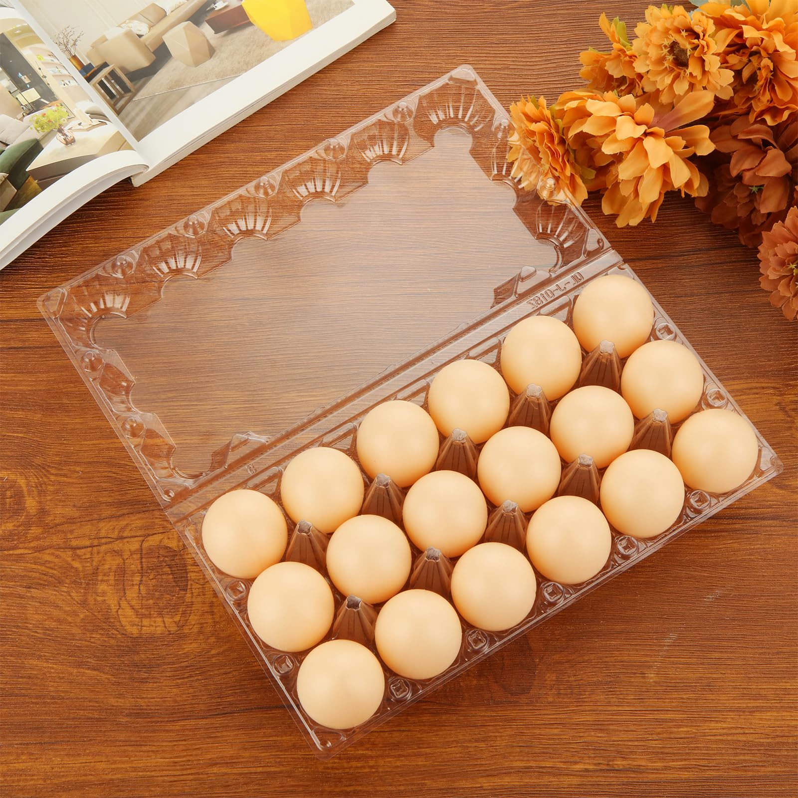LOYORTY 50PCS Plastic Egg Cartons,18 Count Reusable Egg Carton Cheap Bulk, 3x6 Grids Clear Empty Eggs Cartons for Family, Farm, Markets