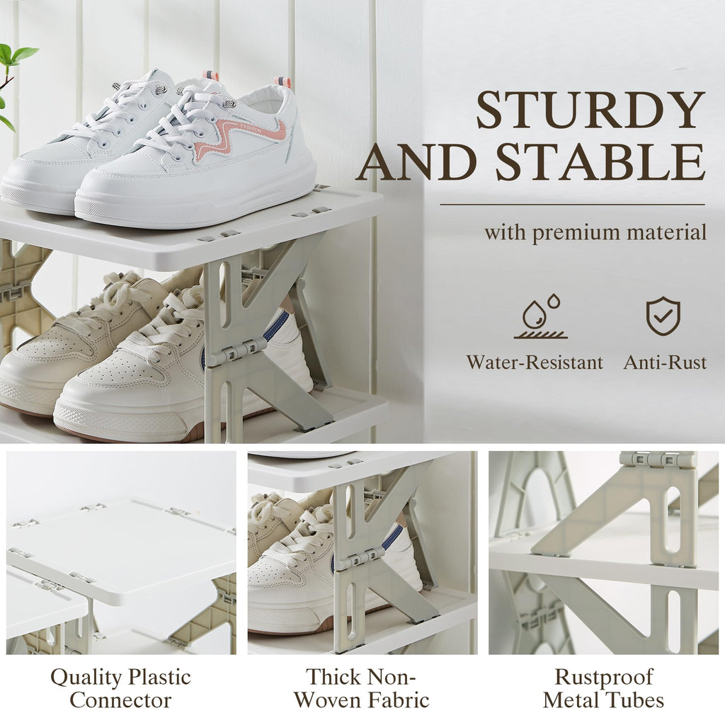 VECELO 6 Tier Vertical Narrow Shoe Rack, Free Standing Shoe Racks, Skinny Shoe Shelf Easy Assembly, Compact Shoe Organizer Space Saving for Small Spaces, Entryway, Garage, Front Door Entrance, Grey