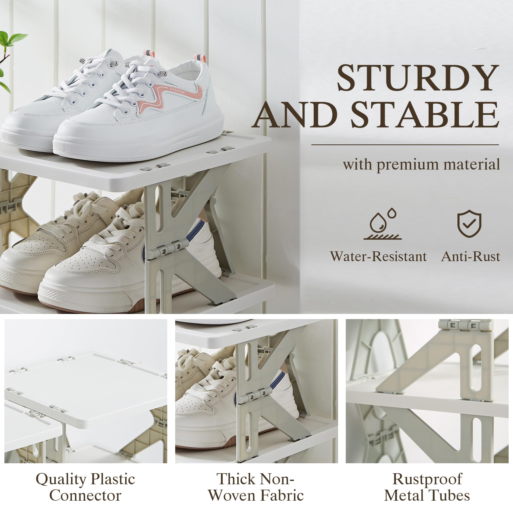 VECELO 6 Tier Vertical Narrow Shoe Rack, Free Standing Shoe Racks, Skinny Shoe Shelf Easy Assembly, Compact Shoe Organizer Space Saving for Small Spaces, Entryway, Garage, Front Door Entrance, Grey