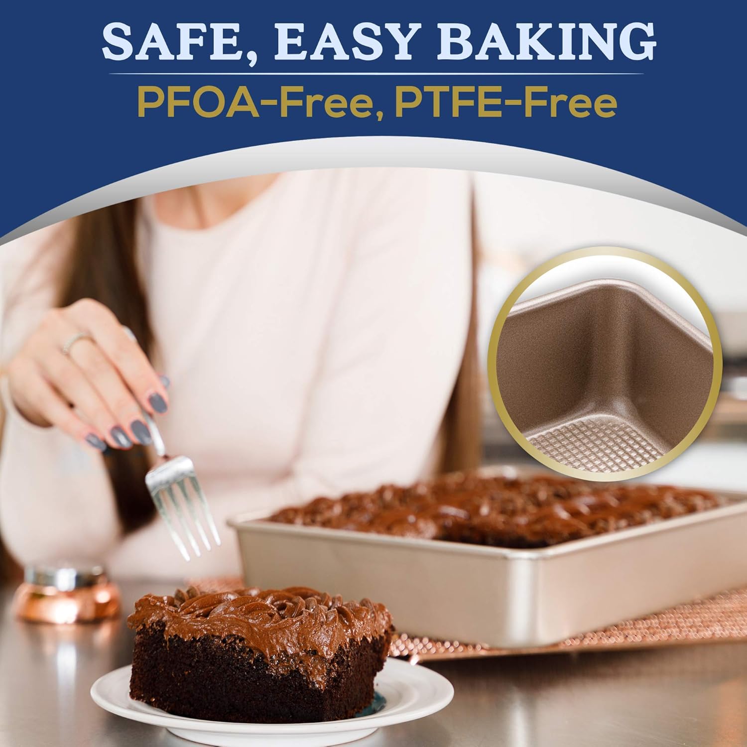 Ultra Cuisine 9x13 Inch Non-Stick Cake Baking Pan - Easy Clean & Food Safe Coating - Bake Like A Pro