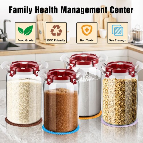 LIFEHIM Premium 2.6 Gallon Glass Flour Storage Container with Airtight Lid - Large 13 lb Capacity, BPA-Free Canister for Flour, Sugar, Rice & Pantry Organization