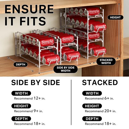 Simple Houseware Soda Can Organizer Stackable Rack Dispenser for Pantry/Refrigerator, White, 4 Pack