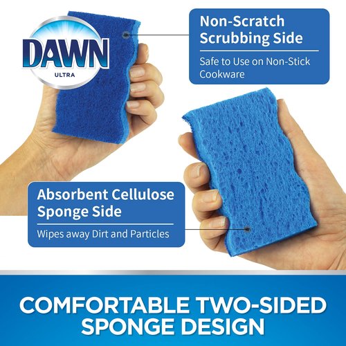 Dawn Non-Scratch Kitchen Dish Sponges, Blue, Pack of 12