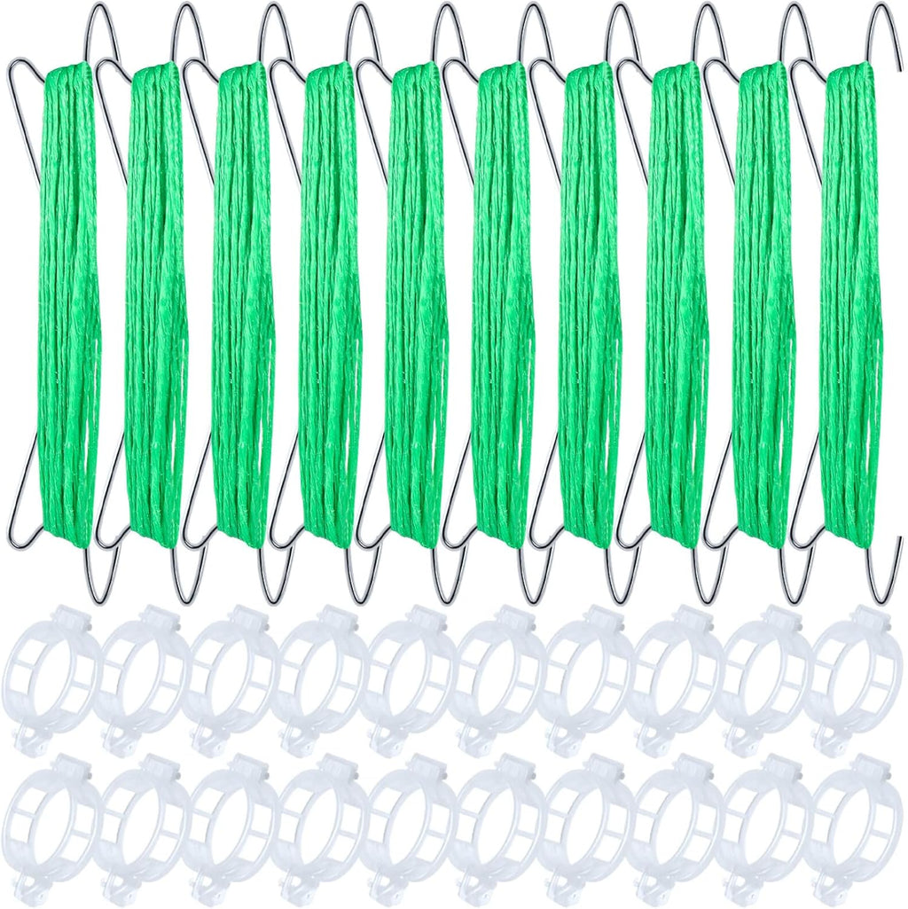 Skiennix 30Pcs Tomato Support Hooks - Durable Holders with 33.3ft Twine for Healthy Growth