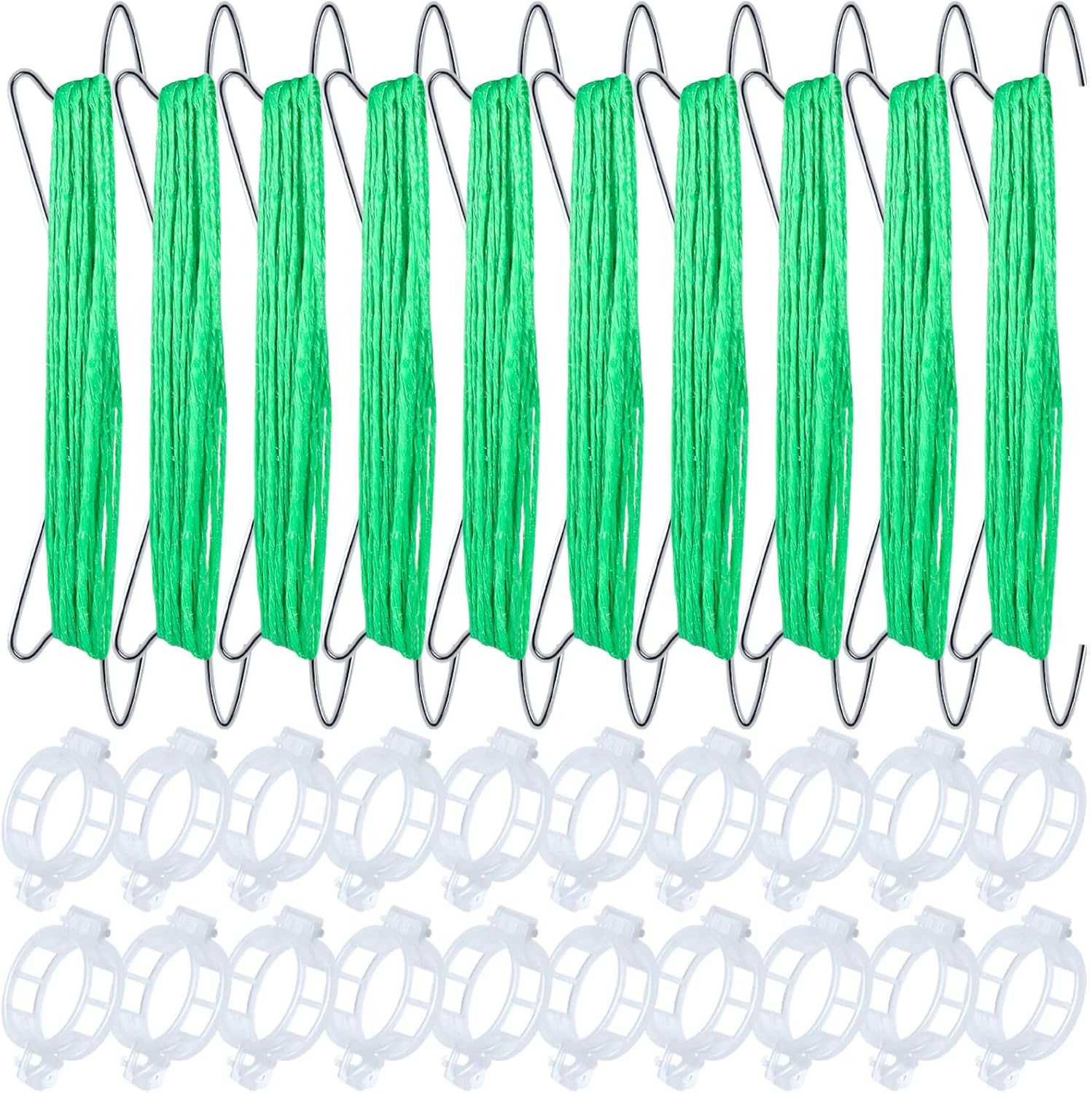 Skiennix 30Pcs Tomato Support Hooks - Durable Holders with 33.3ft Twine for Healthy Growth