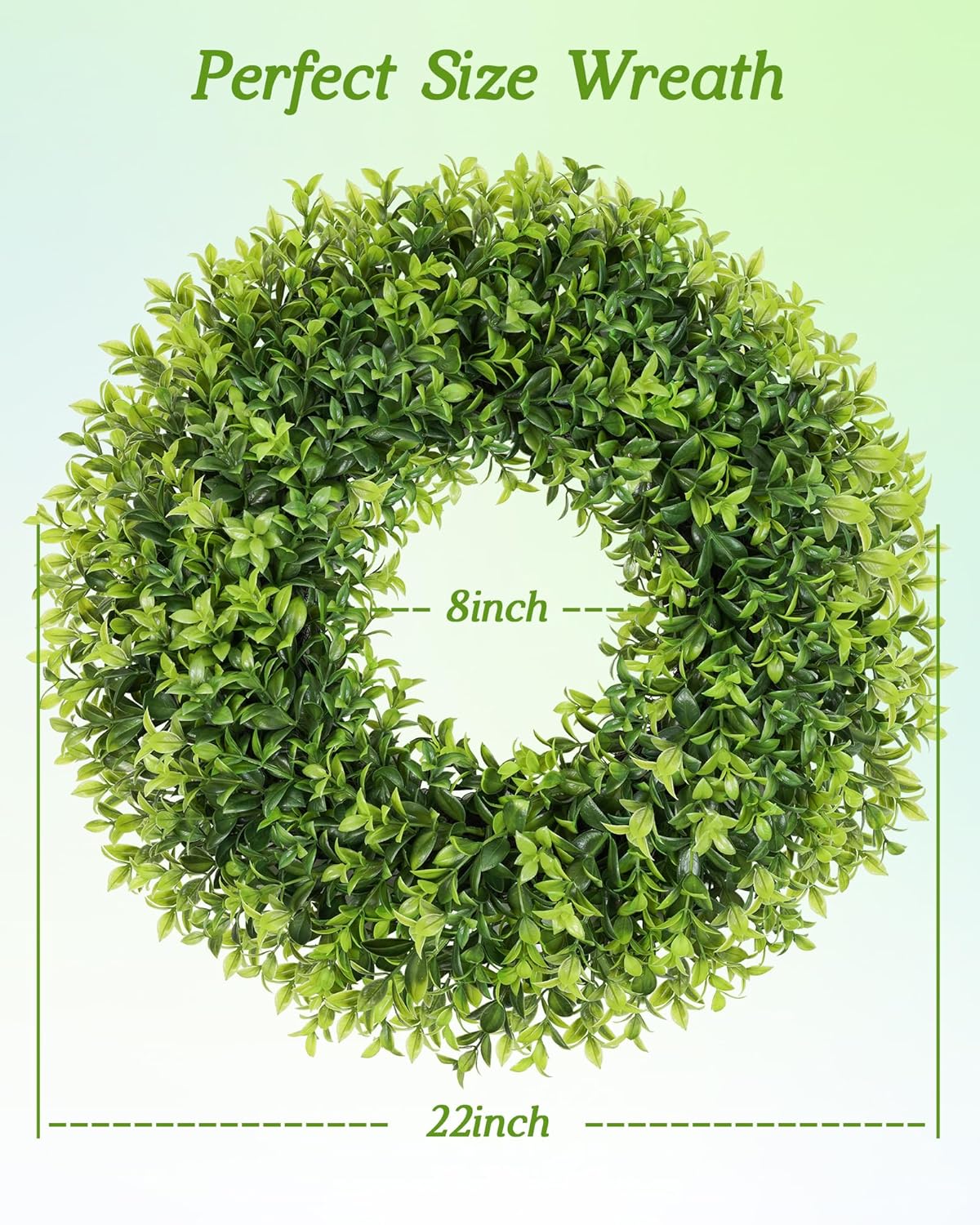 Regine Switzerland 22-Inch Artificial Boxwood Wreath - Weatherproof Summer Door Decor for All Year Round