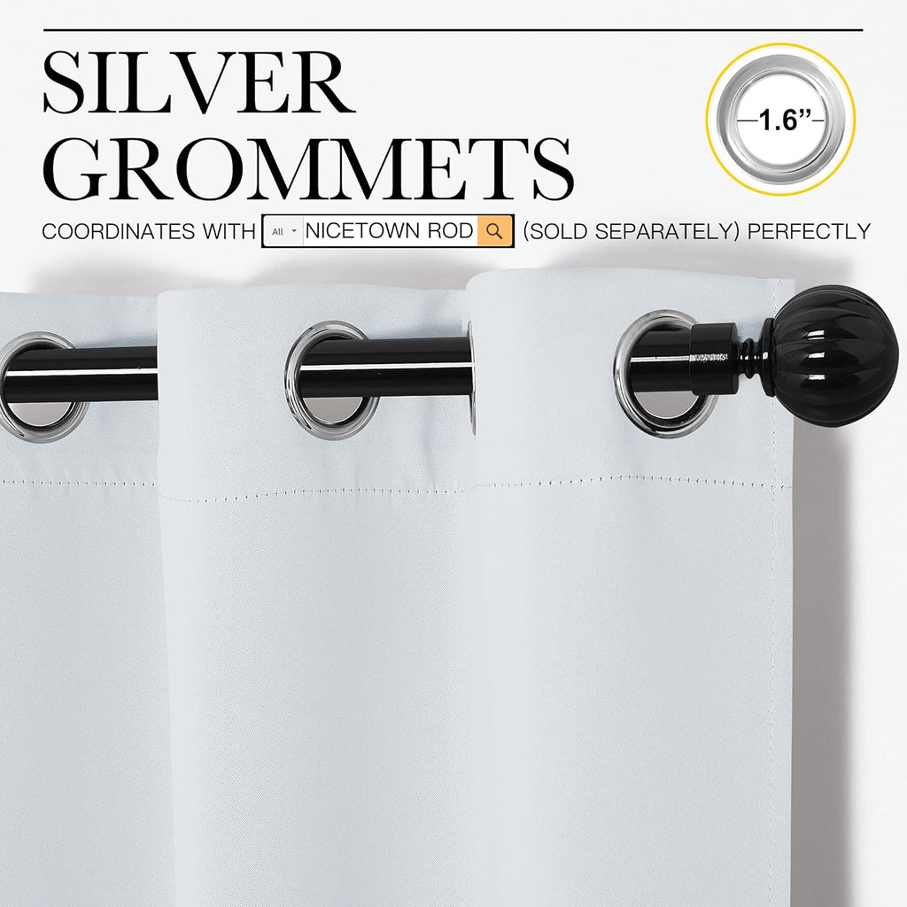 NICETOWN Room Darkening Curtain Panels - Thermal Insulated Curtains for Bedroom/Nursery | 55" W x 90" H, Greyish White