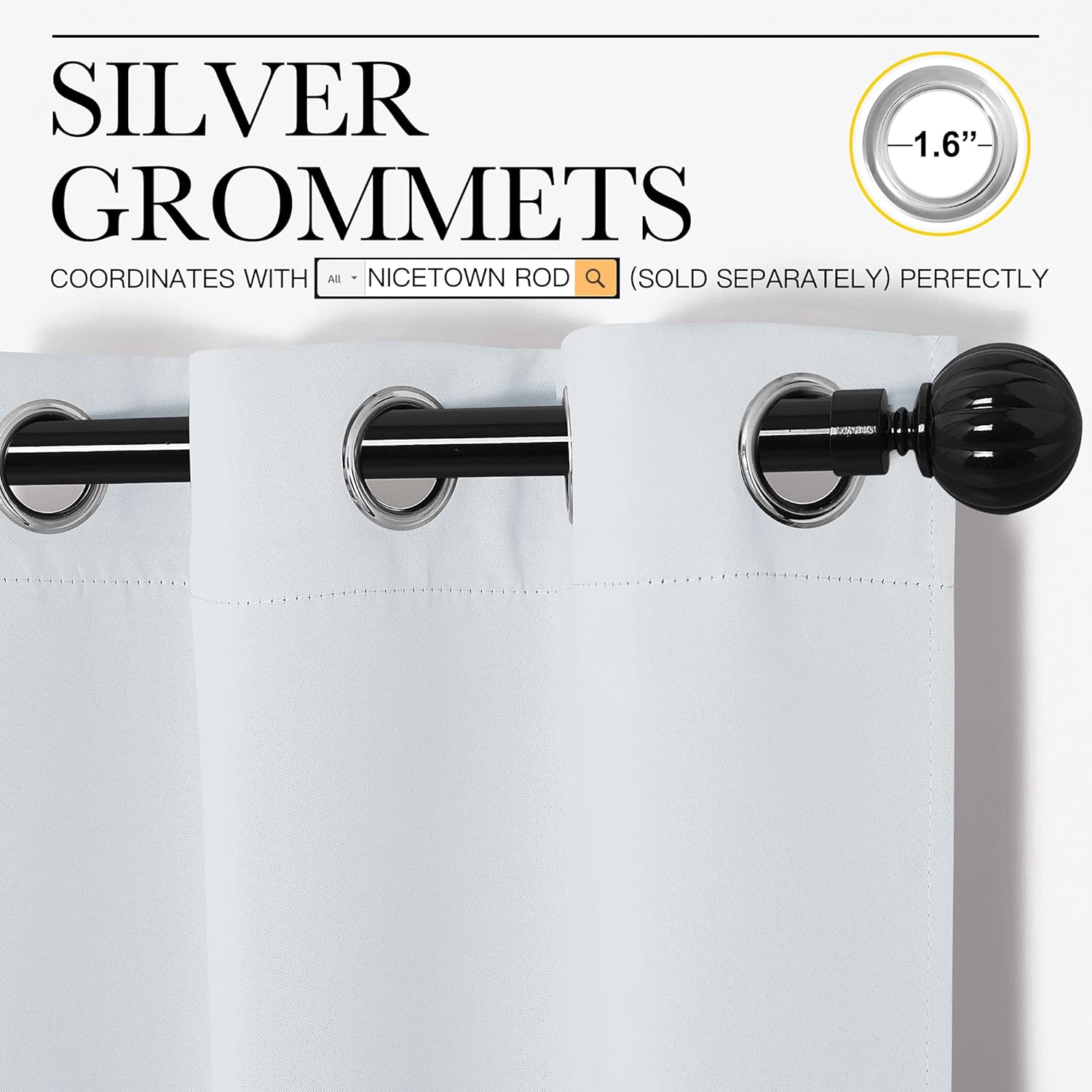 NICETOWN Room Darkening Curtain Panels - Thermal Insulated Curtains for Bedroom/Nursery | 55" W x 90" H, Greyish White