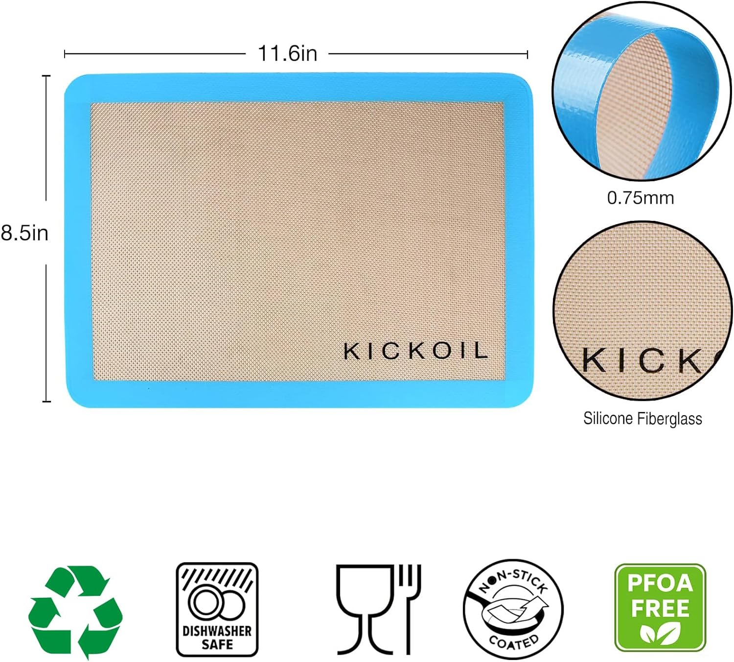 Skiennix Silicone Baking Mats - Non-Stick, Reusable Oven Liners | BPA-Free Set of 3, 11.6'' x 8.5''
