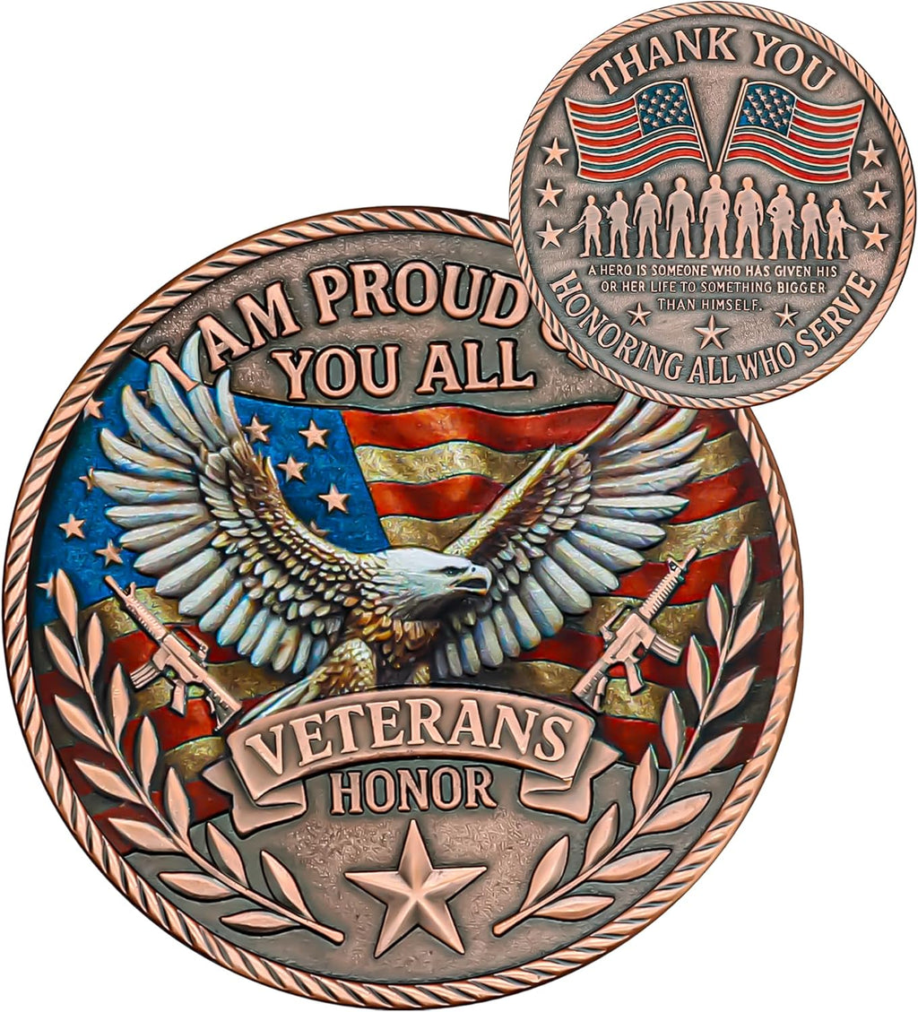Military Challenge Coins - Thank You for Your Service Veteran Medallions | Patriotic Gifts for Army Soldiers