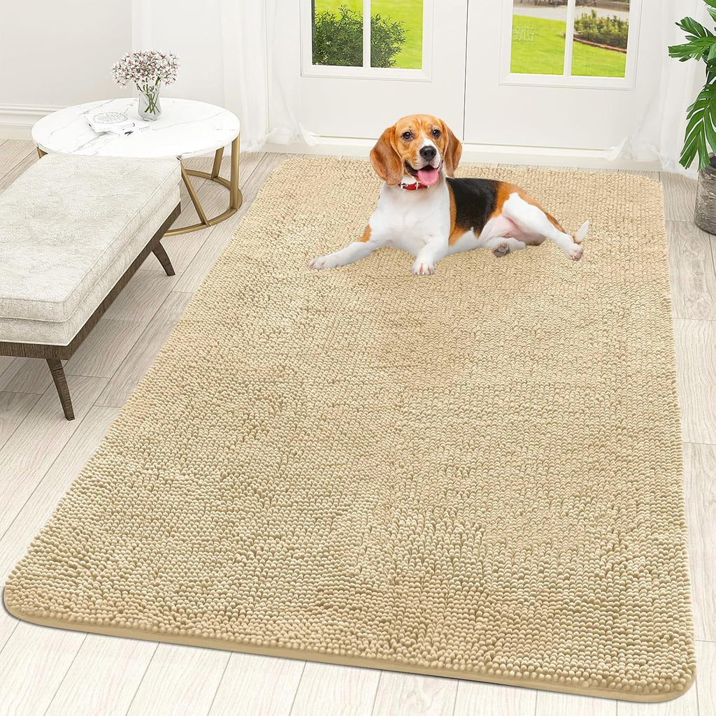 OLANLY Dog Door Mat - Absorbent Non-Slip Chenille Mat for Muddy Paws | 59x35, Quick Dry Indoor Carpet