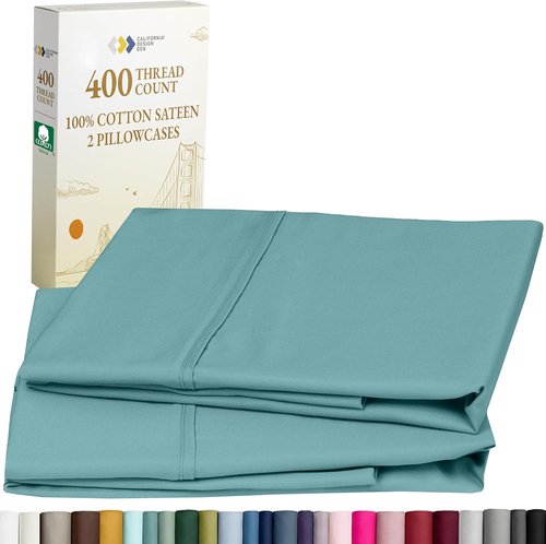 California Design Den King Size Pillow Cases - 100% Cotton, 400 Thread Count, Cool & Smooth Set of 2 | Teal